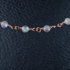 Rosary chain with facetted labradorite laser cut