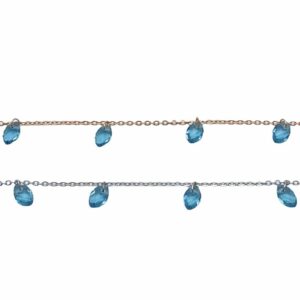 Chain with zircons london blue colour, marquise cut