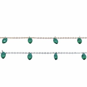 Chain with green zircons, marquise cut