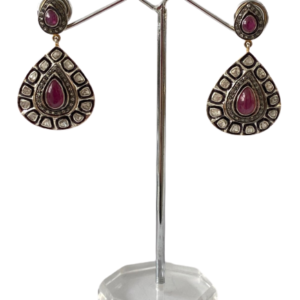 Ruby and diamond earrings in silver 925