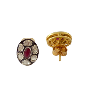 Ruby and diamond earrings in silver 925