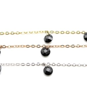 Chain with black zircons, round cut