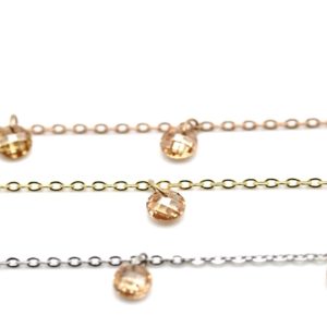 Chain with champagne zircons, round cut