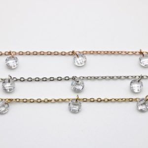 Chain with white zircons, round cut