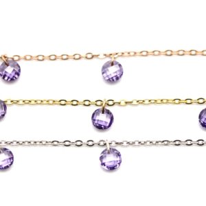 Chain with amethyst zircons, round cut