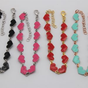 Bracelet with enameled hearts