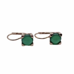 Orecchini tondo 6 mm a monachella con cestino, taglio cabochon