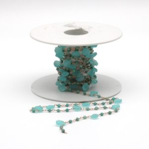 Rosary chain with facetted amazonite and drops chalcedony